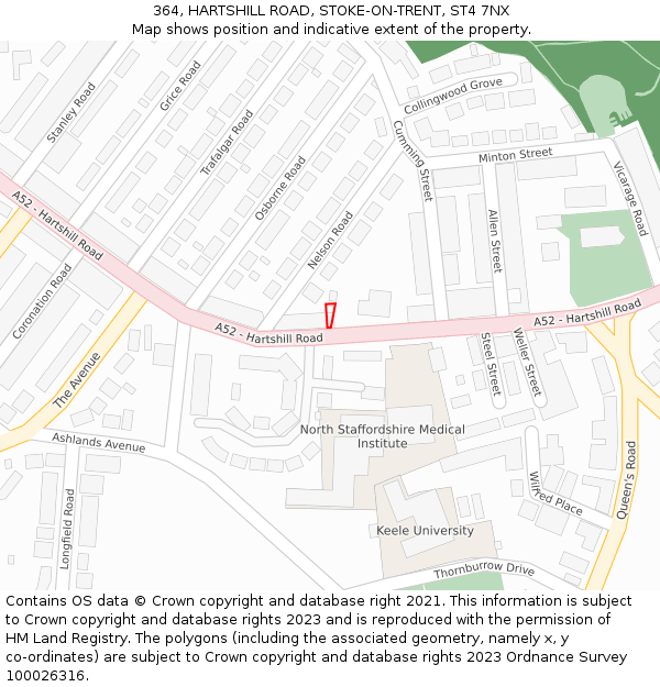 364, HARTSHILL ROAD, STOKE-ON-TRENT, ST4 7NX: Location map and indicative extent of plot