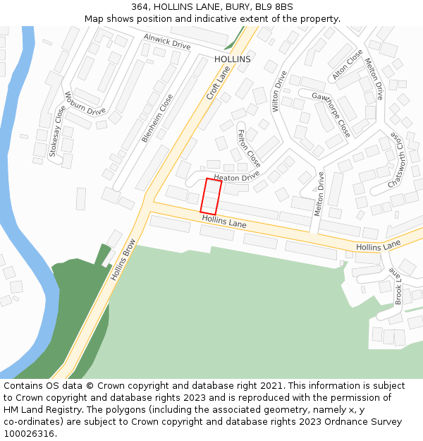 364, HOLLINS LANE, BURY, BL9 8BS: Location map and indicative extent of plot
