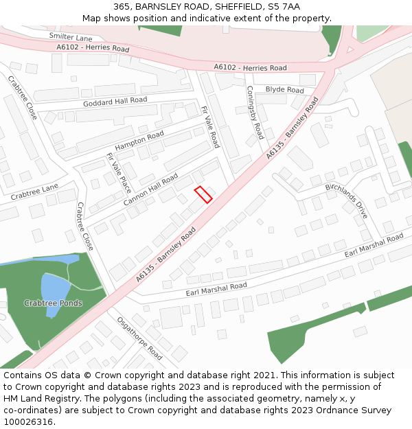 365, BARNSLEY ROAD, SHEFFIELD, S5 7AA: Location map and indicative extent of plot