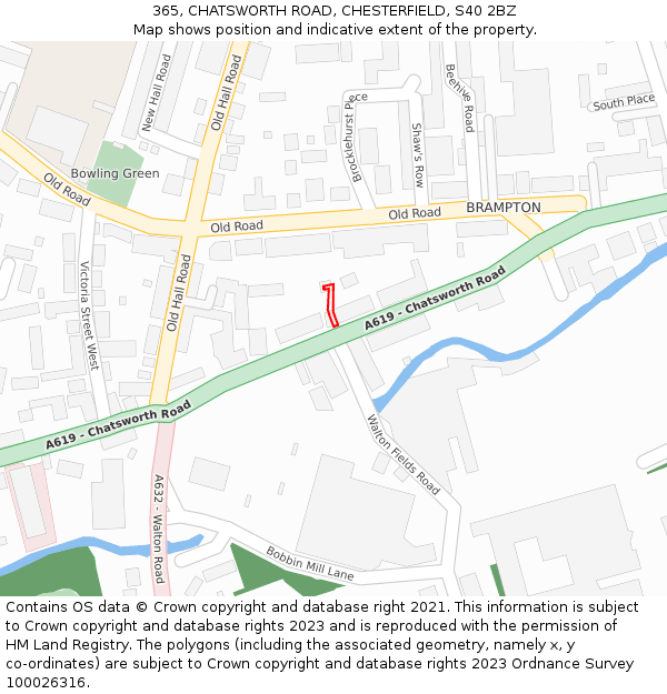 365, CHATSWORTH ROAD, CHESTERFIELD, S40 2BZ: Location map and indicative extent of plot