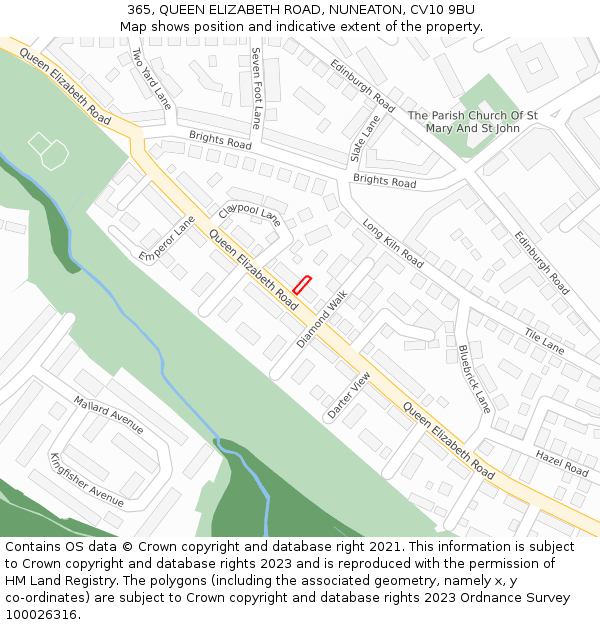 365, QUEEN ELIZABETH ROAD, NUNEATON, CV10 9BU: Location map and indicative extent of plot