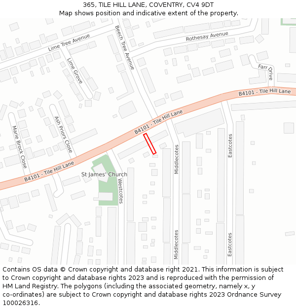 365, TILE HILL LANE, COVENTRY, CV4 9DT: Location map and indicative extent of plot