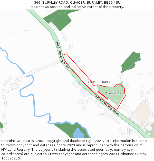 366, BURNLEY ROAD, CLIVIGER, BURNLEY, BB10 4SU: Location map and indicative extent of plot