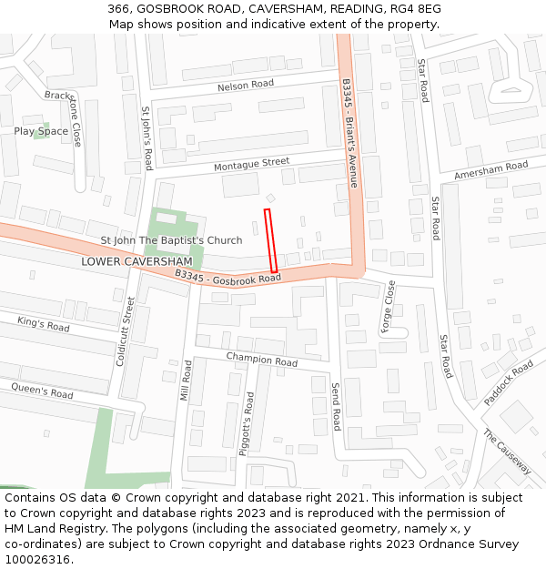 366, GOSBROOK ROAD, CAVERSHAM, READING, RG4 8EG: Location map and indicative extent of plot