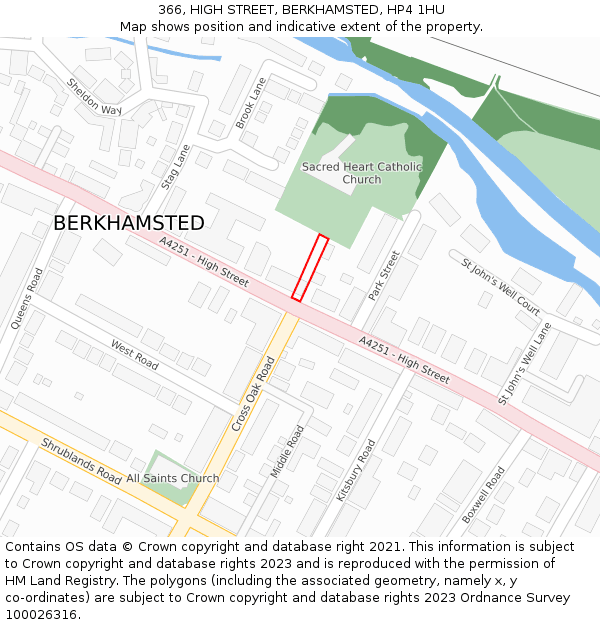 366, HIGH STREET, BERKHAMSTED, HP4 1HU: Location map and indicative extent of plot
