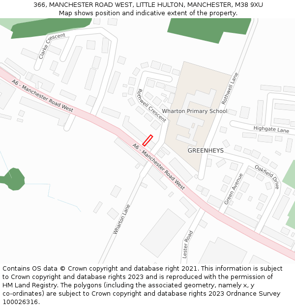 366, MANCHESTER ROAD WEST, LITTLE HULTON, MANCHESTER, M38 9XU: Location map and indicative extent of plot