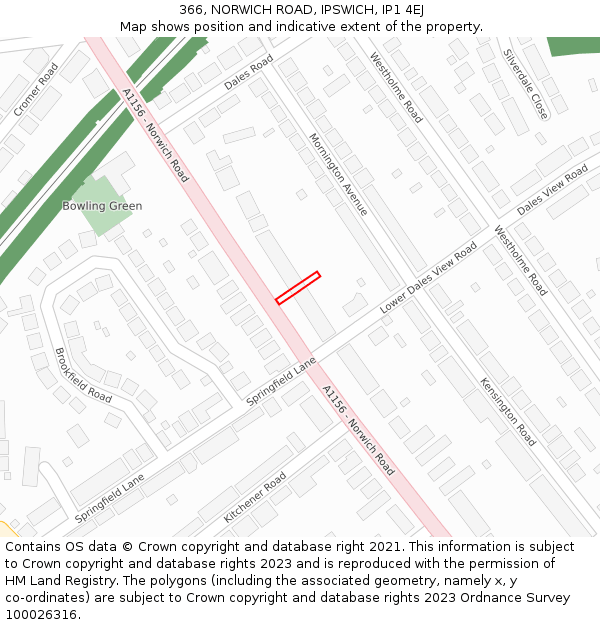 366, NORWICH ROAD, IPSWICH, IP1 4EJ: Location map and indicative extent of plot
