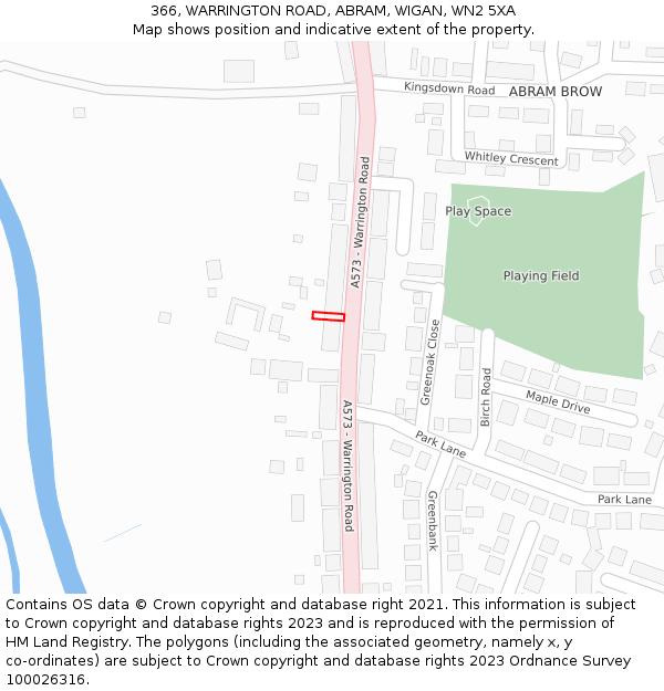 366, WARRINGTON ROAD, ABRAM, WIGAN, WN2 5XA: Location map and indicative extent of plot
