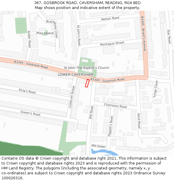 367, GOSBROOK ROAD, CAVERSHAM, READING, RG4 8ED: Location map and indicative extent of plot
