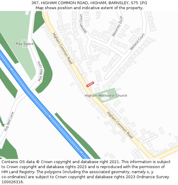 367, HIGHAM COMMON ROAD, HIGHAM, BARNSLEY, S75 1PG: Location map and indicative extent of plot