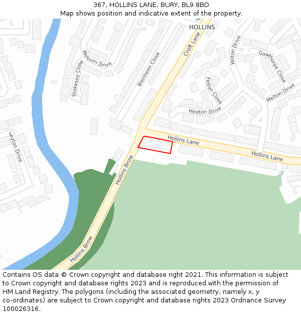 367, HOLLINS LANE, BURY, BL9 8BD: Location map and indicative extent of plot