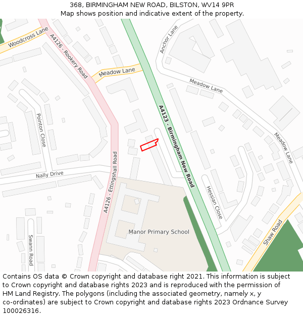 368, BIRMINGHAM NEW ROAD, BILSTON, WV14 9PR: Location map and indicative extent of plot