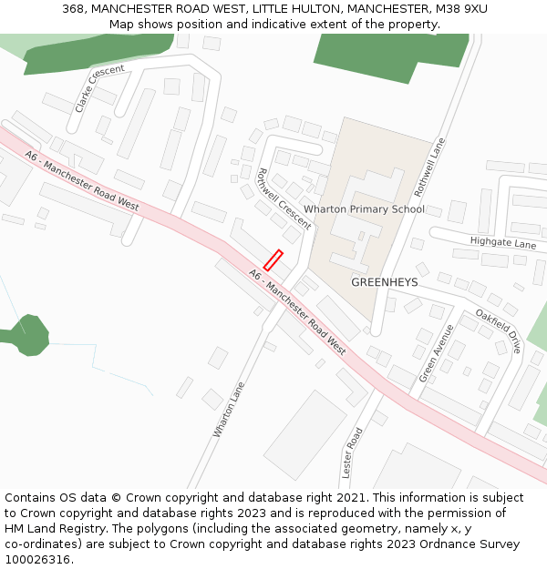 368, MANCHESTER ROAD WEST, LITTLE HULTON, MANCHESTER, M38 9XU: Location map and indicative extent of plot