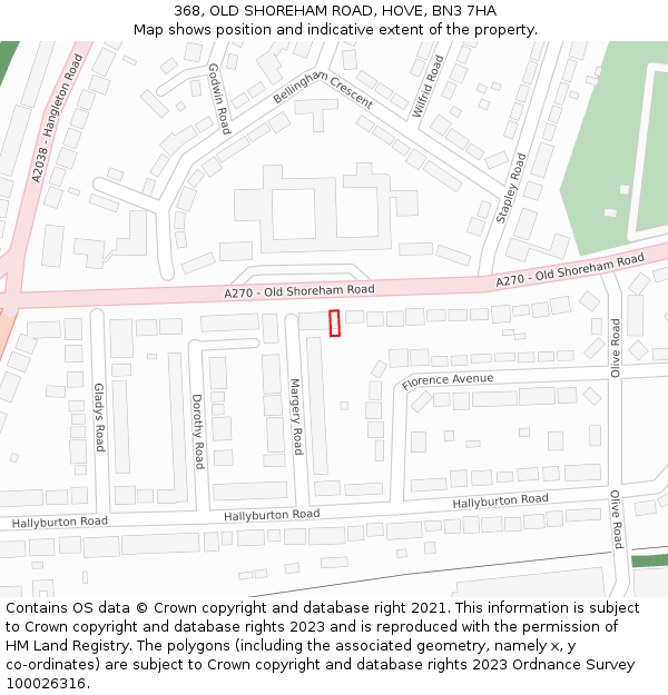 368, OLD SHOREHAM ROAD, HOVE, BN3 7HA: Location map and indicative extent of plot