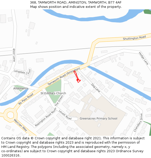 368, TAMWORTH ROAD, AMINGTON, TAMWORTH, B77 4AF: Location map and indicative extent of plot