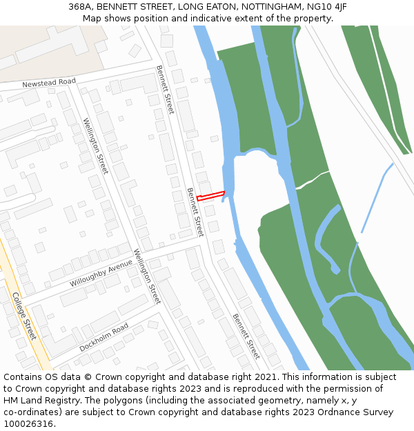368A, BENNETT STREET, LONG EATON, NOTTINGHAM, NG10 4JF: Location map and indicative extent of plot