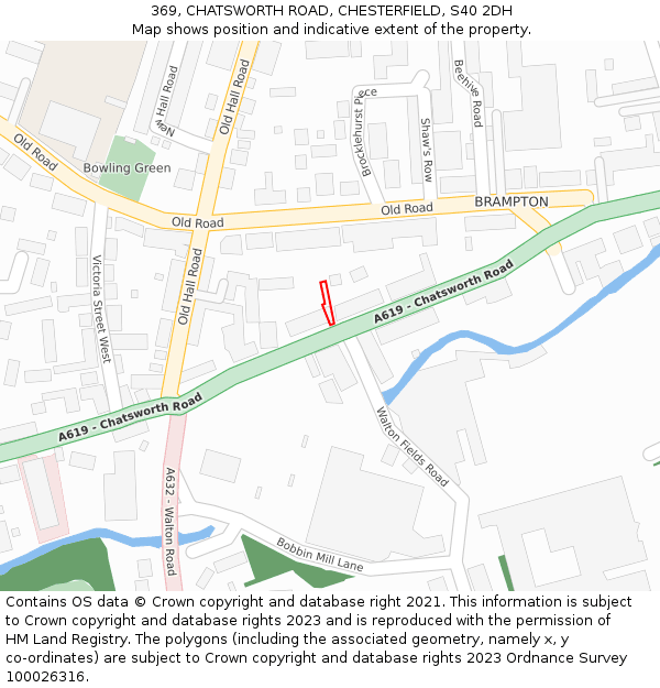 369, CHATSWORTH ROAD, CHESTERFIELD, S40 2DH: Location map and indicative extent of plot