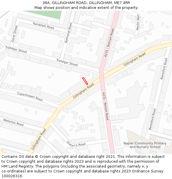 36A, GILLINGHAM ROAD, GILLINGHAM, ME7 4RR: Location map and indicative extent of plot