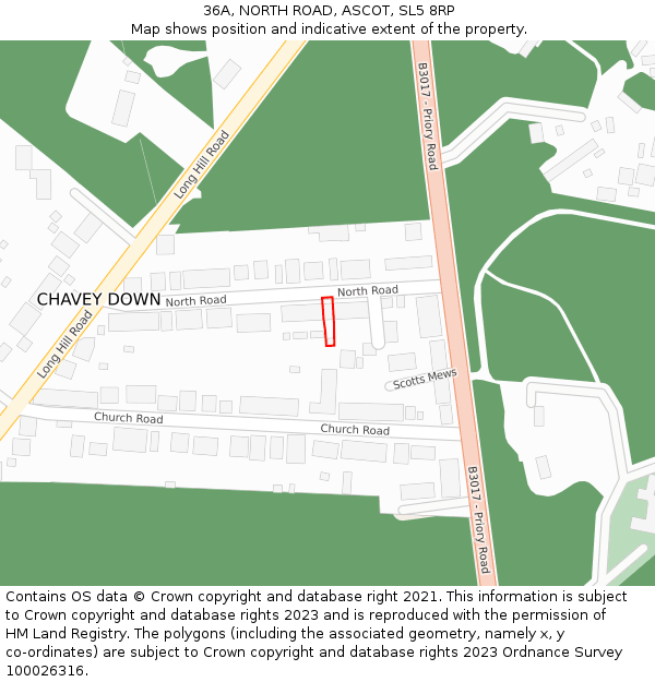 36A, NORTH ROAD, ASCOT, SL5 8RP: Location map and indicative extent of plot