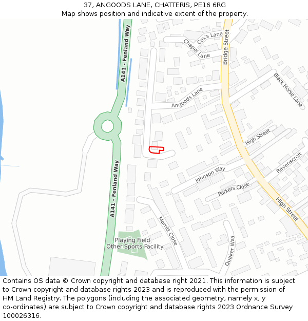 37, ANGOODS LANE, CHATTERIS, PE16 6RG: Location map and indicative extent of plot