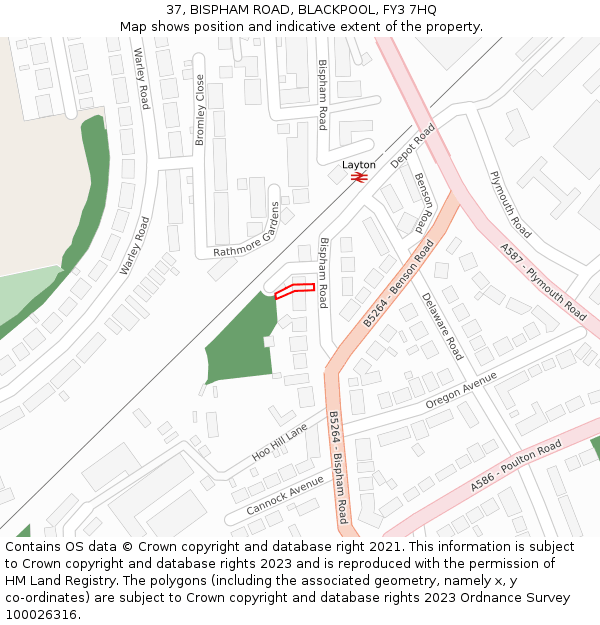 37, BISPHAM ROAD, BLACKPOOL, FY3 7HQ: Location map and indicative extent of plot
