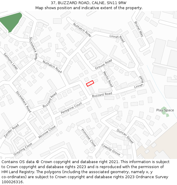 37, BUZZARD ROAD, CALNE, SN11 9RW: Location map and indicative extent of plot