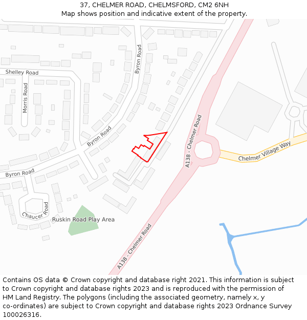 37, CHELMER ROAD, CHELMSFORD, CM2 6NH: Location map and indicative extent of plot