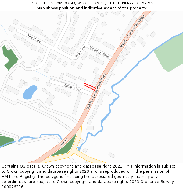 37, CHELTENHAM ROAD, WINCHCOMBE, CHELTENHAM, GL54 5NF: Location map and indicative extent of plot