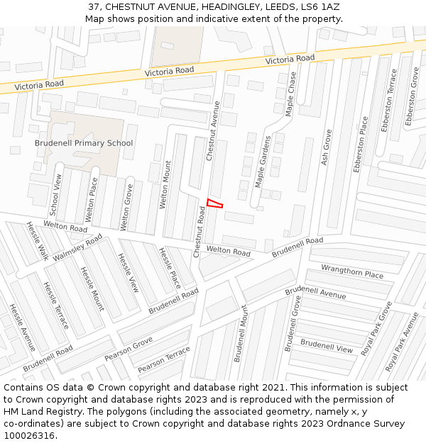37, CHESTNUT AVENUE, HEADINGLEY, LEEDS, LS6 1AZ: Location map and indicative extent of plot