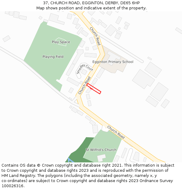 37, CHURCH ROAD, EGGINTON, DERBY, DE65 6HP: Location map and indicative extent of plot