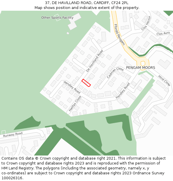 37, DE HAVILLAND ROAD, CARDIFF, CF24 2PL: Location map and indicative extent of plot