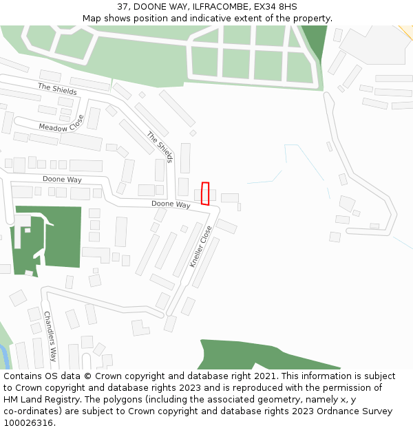37, DOONE WAY, ILFRACOMBE, EX34 8HS: Location map and indicative extent of plot