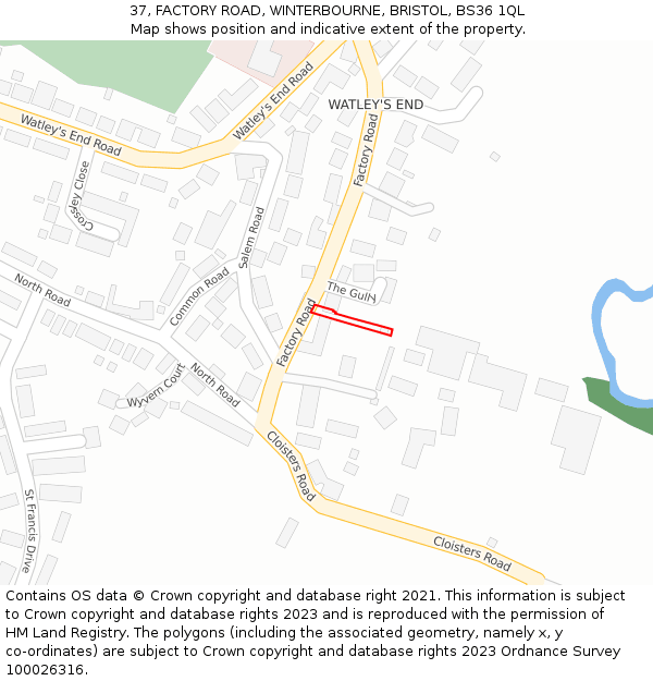 37, FACTORY ROAD, WINTERBOURNE, BRISTOL, BS36 1QL: Location map and indicative extent of plot