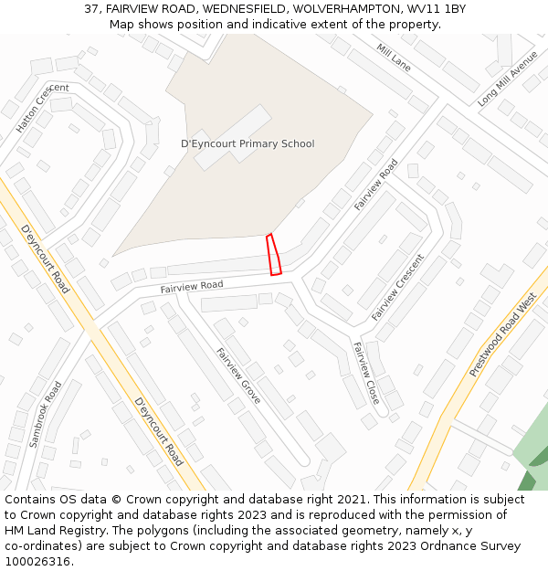 37, FAIRVIEW ROAD, WEDNESFIELD, WOLVERHAMPTON, WV11 1BY: Location map and indicative extent of plot
