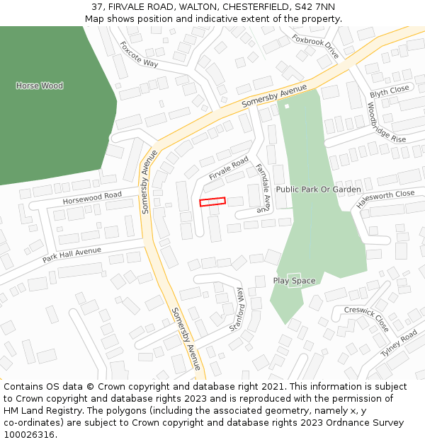 37, FIRVALE ROAD, WALTON, CHESTERFIELD, S42 7NN: Location map and indicative extent of plot