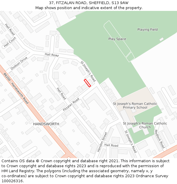 37, FITZALAN ROAD, SHEFFIELD, S13 9AW: Location map and indicative extent of plot