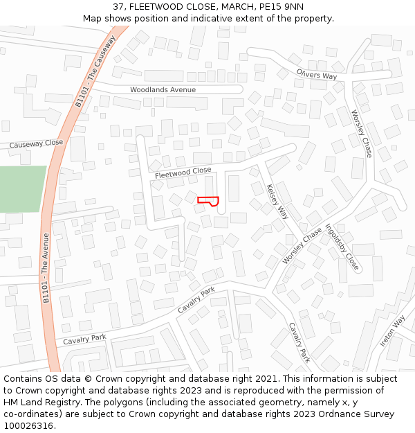 37, FLEETWOOD CLOSE, MARCH, PE15 9NN: Location map and indicative extent of plot