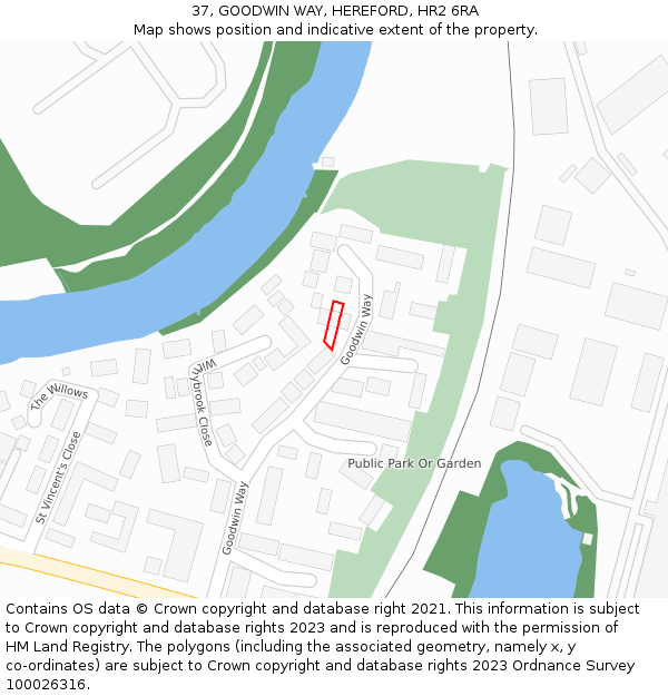 37, GOODWIN WAY, HEREFORD, HR2 6RA: Location map and indicative extent of plot