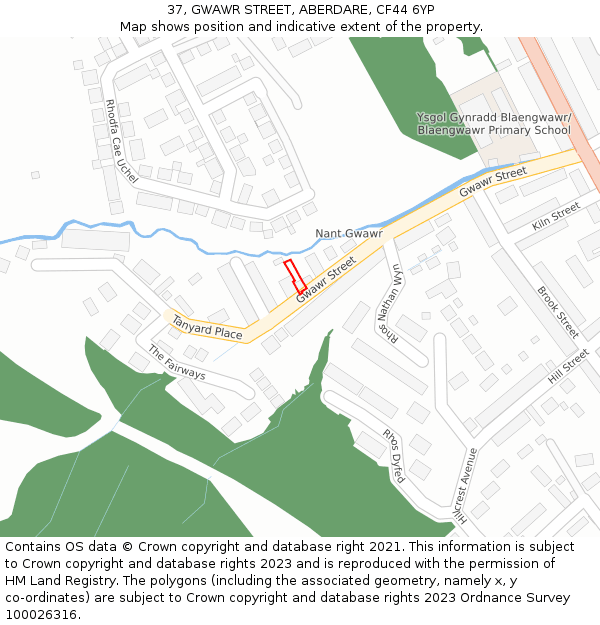 37, GWAWR STREET, ABERDARE, CF44 6YP: Location map and indicative extent of plot