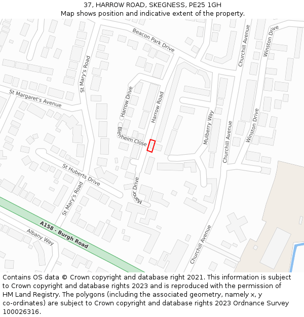 37, HARROW ROAD, SKEGNESS, PE25 1GH: Location map and indicative extent of plot
