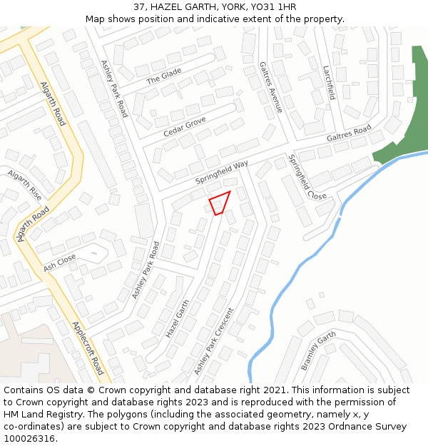 37, HAZEL GARTH, YORK, YO31 1HR: Location map and indicative extent of plot
