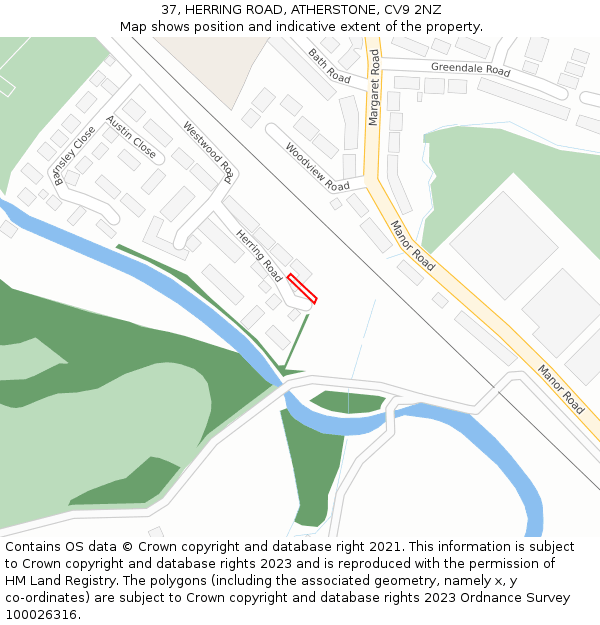37, HERRING ROAD, ATHERSTONE, CV9 2NZ: Location map and indicative extent of plot