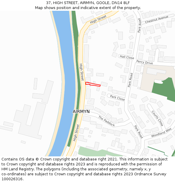 37, HIGH STREET, AIRMYN, GOOLE, DN14 8LF: Location map and indicative extent of plot