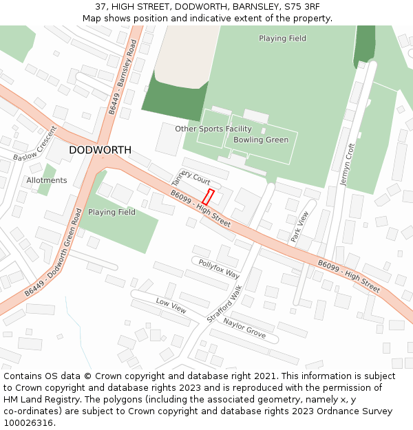 37, HIGH STREET, DODWORTH, BARNSLEY, S75 3RF: Location map and indicative extent of plot