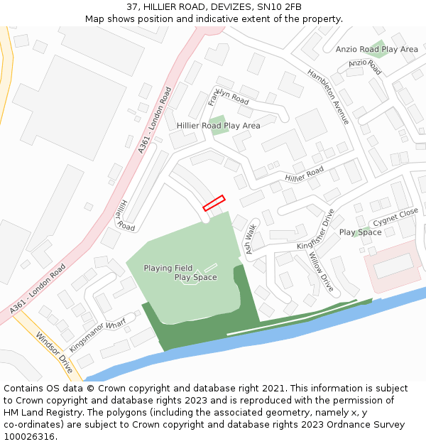 37, HILLIER ROAD, DEVIZES, SN10 2FB: Location map and indicative extent of plot