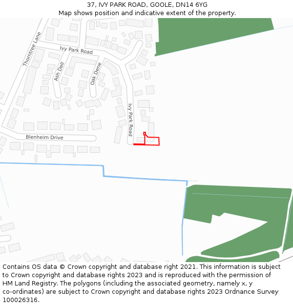 37, IVY PARK ROAD, GOOLE, DN14 6YG: Location map and indicative extent of plot