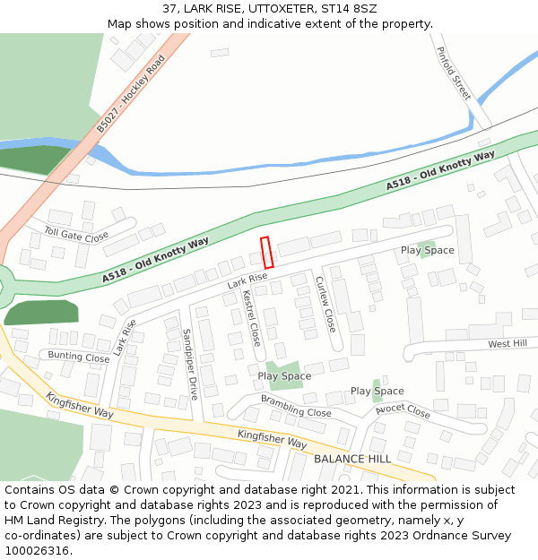 37, LARK RISE, UTTOXETER, ST14 8SZ: Location map and indicative extent of plot