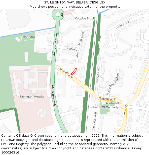 37, LEIGHTON WAY, BELPER, DE56 1SX: Location map and indicative extent of plot