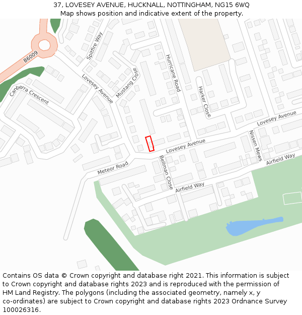 37, LOVESEY AVENUE, HUCKNALL, NOTTINGHAM, NG15 6WQ: Location map and indicative extent of plot