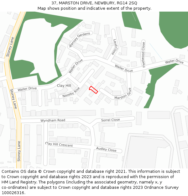 37, MARSTON DRIVE, NEWBURY, RG14 2SQ: Location map and indicative extent of plot